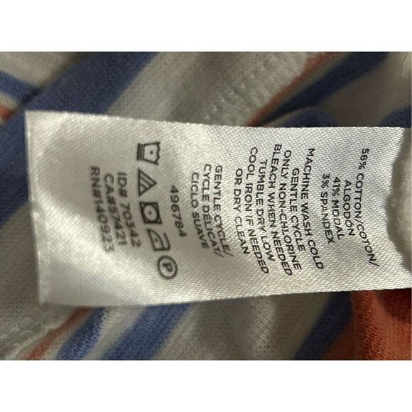 Loft Striped Lounge T-Shirt Dress Blue White Orange Short Sleeve Size M - Picture 4 of 4